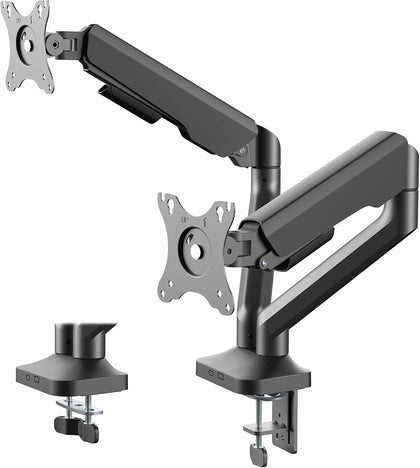 Dual Pneumatic Arm Ultra-Wide Monitor Mount for up to 35 inch Screens, Holds 26.4 lbs per Arm, Desk Mount Monitor