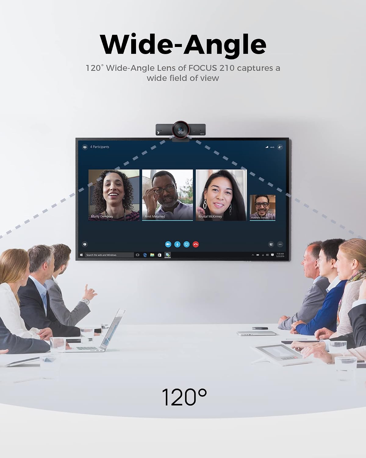 4K AI-Powered Conference Webcam Zoom Certified | Auto Framing, Presenter Tracking, 120° Wide Angle, Dual