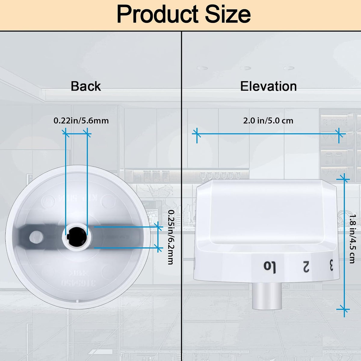 Upgrade 316545007 Gas Stove Knobs，Cooktop Surface Burner Control Knobs White Replacements, Only Compatible with Frigidaire Gas Range/Oven/Stove Knobs (1 Piece)