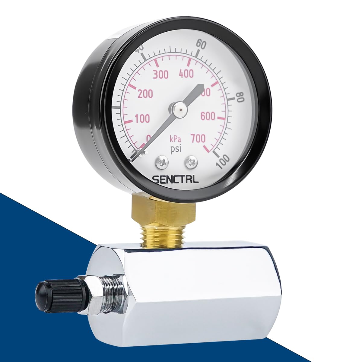 SENCTRL 0-100 Psi Gas Pressure Test Gauge, 3/4" FNPT Connection