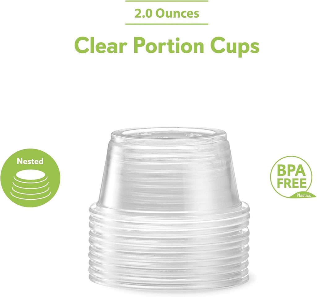 [2 oz - 200 Cups Clear] Diposable Plastic Portion Cups No Lids, Small Mini Containers For Portion Controll, Jello