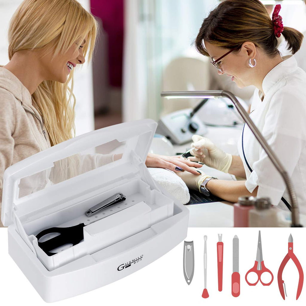 Sanitizing Tray - Disinfectant Container Nail Tool Sterilizer Box Plastic Sanitizing Box for Nail Tools, Hair