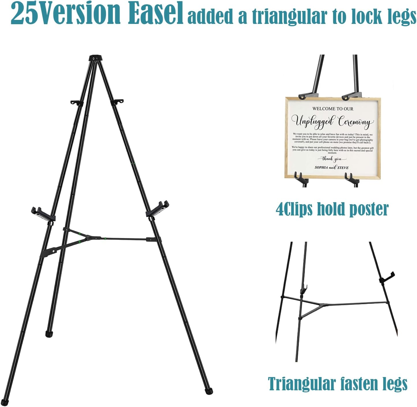 6Pack 63in Easel Stand for Signs,Instant Floor Display Easels | Metal Tripod Poster Stand,Easy Setup and Breakdown