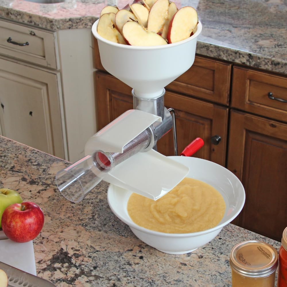 Johnny Apple Sauce Maker, Tomato Sauce Maker, Remove Skins & Seeds From Produce, Model 250 Clamp Based Food Strainer