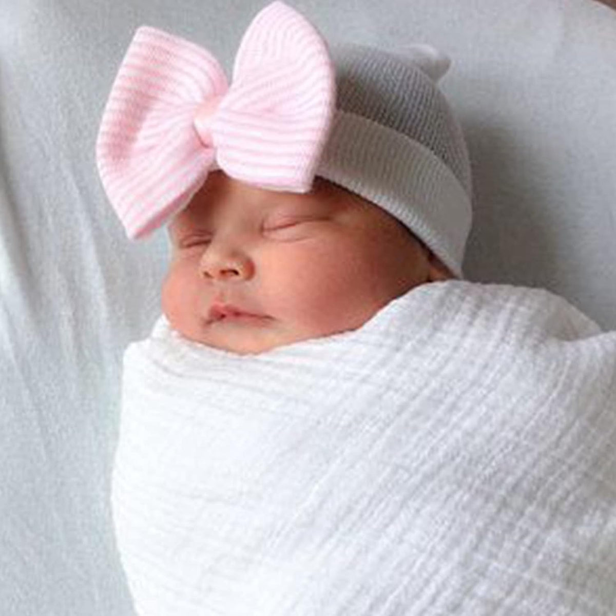 Newborn Baby Girl Hats with Bow No Scratch Cotton Toddler Infant Hat Beanie Caps Soft Newborn Hospital Hat 0-3 Months