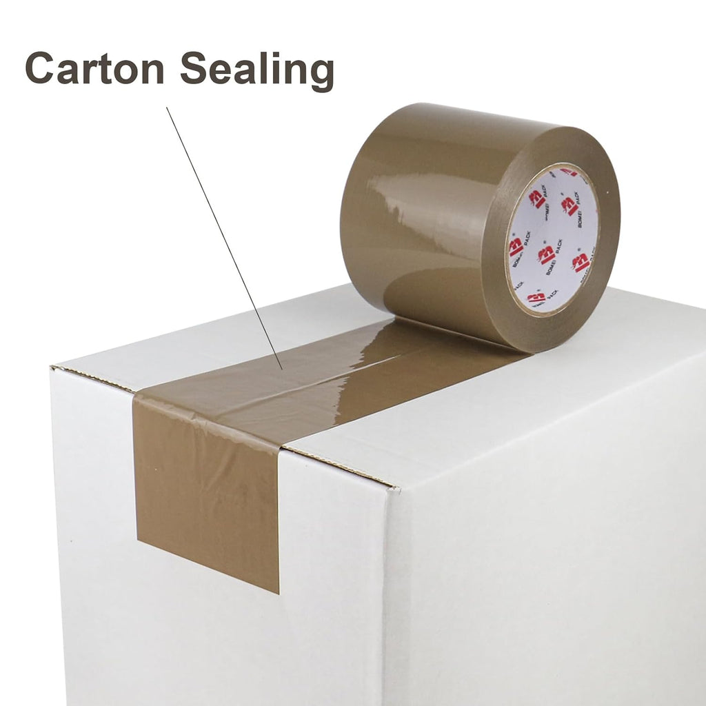 4'' Wide Brown Packing Tape, 4-inch x 110 Yards (330ft), Heavy Duty Industrial Grade Packaging Tape Refills for Box