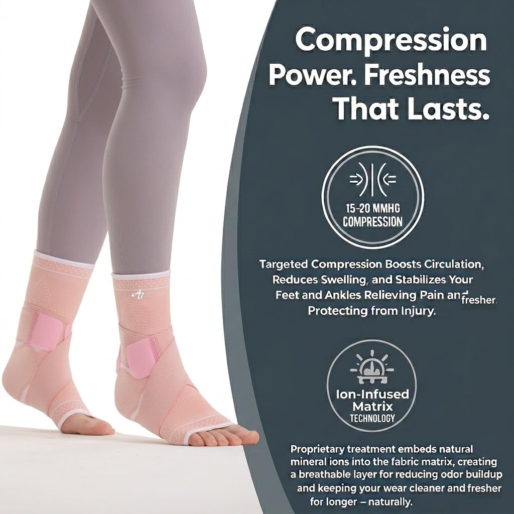 Breathable Ankle Brace Compression Sleeve with Adjustable Strap