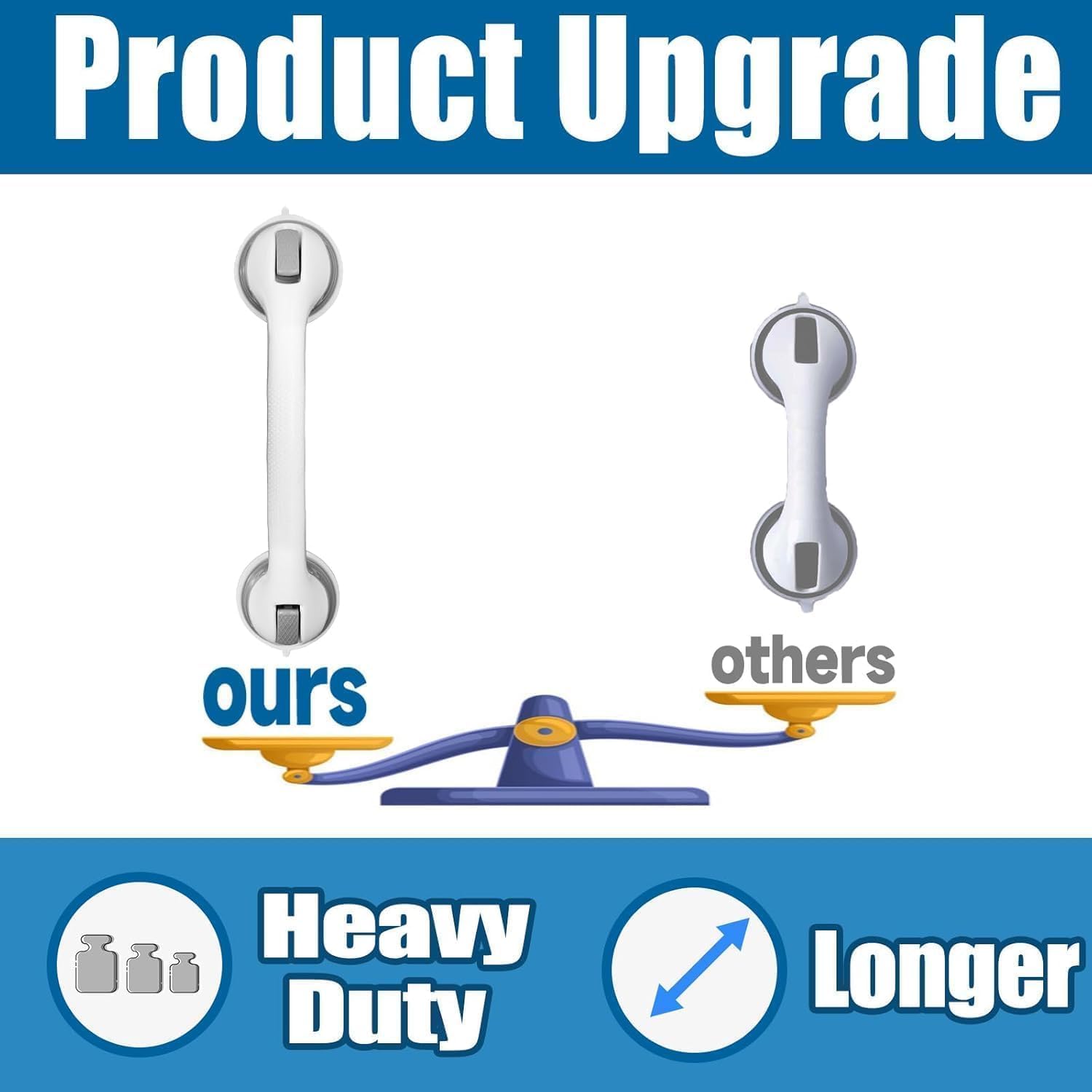 Shower Grab Bars for Seniors, Shower Handles for Elderly Suction Cup,2 Pack 16.19 Inch,Handicap Grab Bars for
