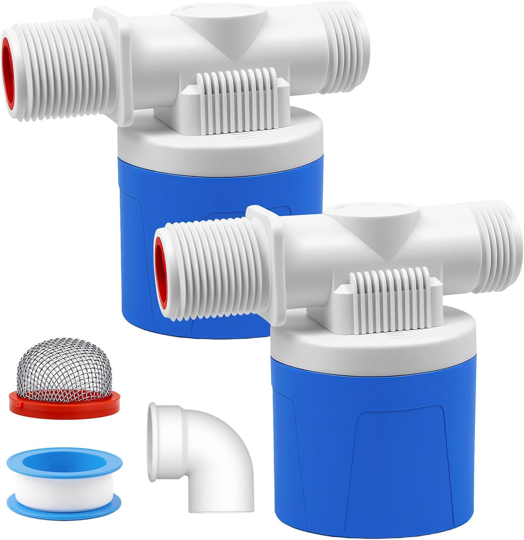 3/4" Side Top Inlet Water Float Valve, 2 Pack Water Trough Float Valve Water Level Control Float Valve for Water Tank, Automatic Water Shut Off Valve Pool Auto Fill for Livestock Pond Aquarium