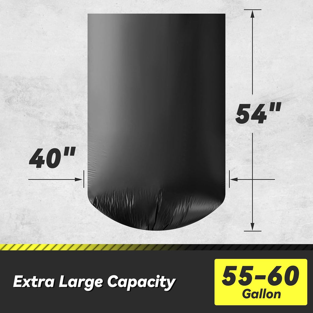 100 Count 55-60 Gallon Trash Bags, Sturdy & Tear-Resistant Commercial Can Liners 55 Gallon, Large Garbage Bags, Large