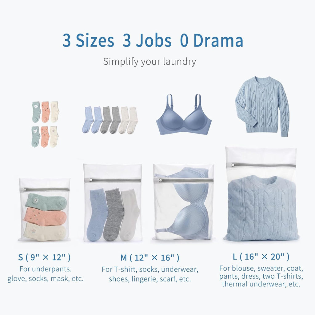 4Pcs Durable Fine Mesh Laundry Bags for Delicates | (1Large, 2Medium, 1Small)