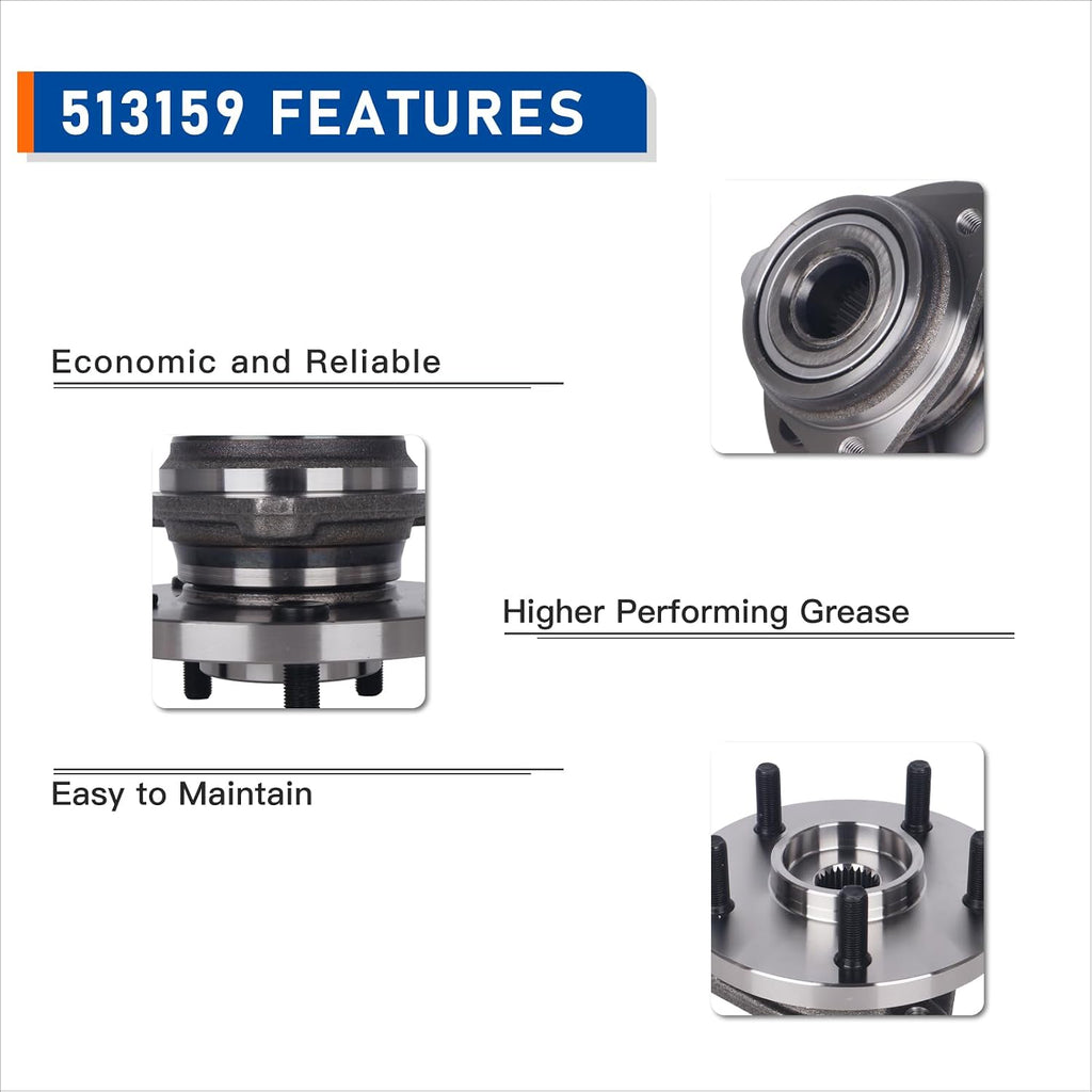 PAROD Pair 513159 Front Wheel Hub Bearing Assembly Fit for Jeep Grand Cherokee 1999-2004 Passenger&Drive Side