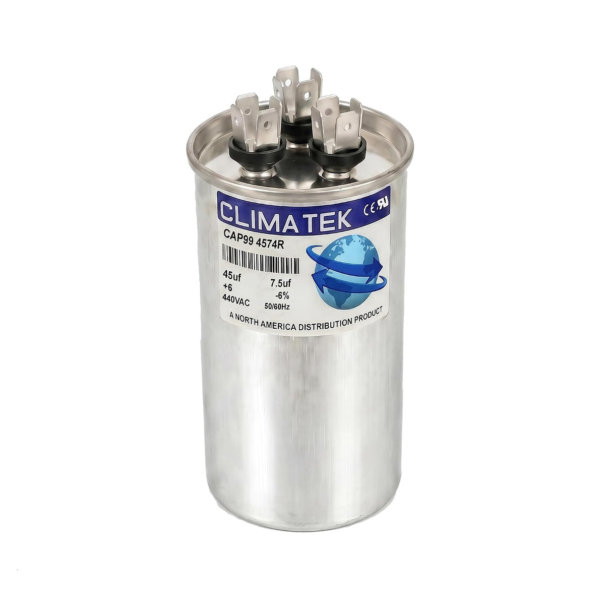 ClimaTek 45 + 7.5 MFD 370/440 Volt Dual Run Capacitor CAP99-4574R | 45/7.5