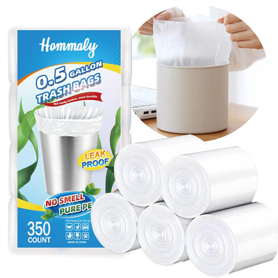 0.5 Gallon 350 pcs Mini Clear Trash Bags, Tiny Strong Garbage Bags,Small Plastic Bags for Desktop Trash Bin, Tiny