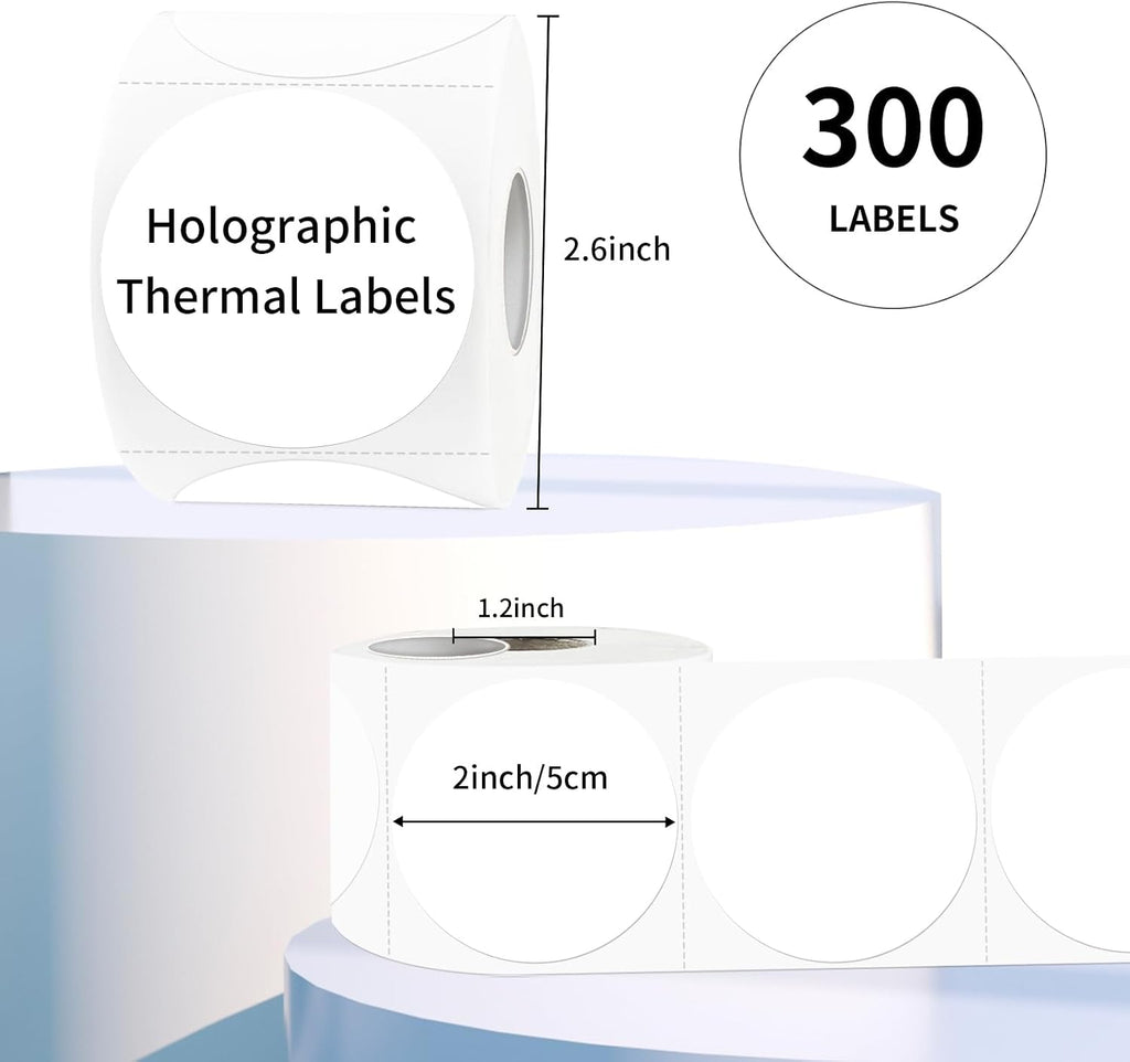 2 Inch White Round Thermal Labels Sticker, Waterproof Circle Direct Thermal Labels, Removable Multi-Purpose