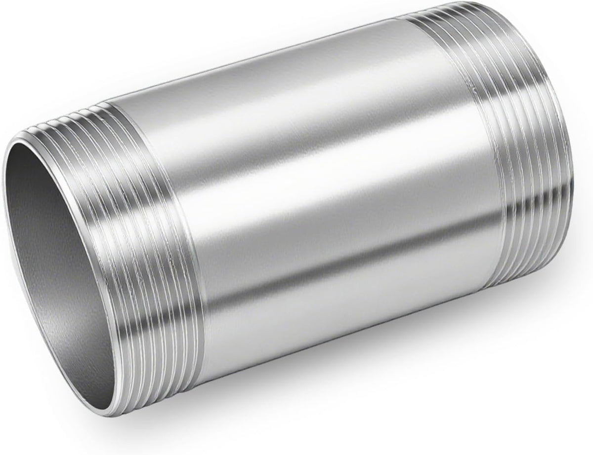 304 Stainless Steel SCH40 4" Long Pipe Nipple 2" x 2" NPT Male
