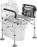 Raised Toilet Seat 400lbs, Toilet Seat Risers for Seniors, Handicap Elevated Toilet Seat with Handles & Padded Seat