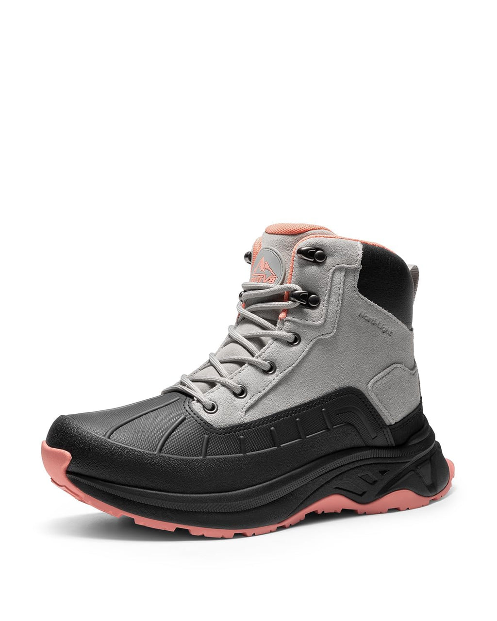 Women's Waterproof Hiking Boots,Light Grey/Pink,8