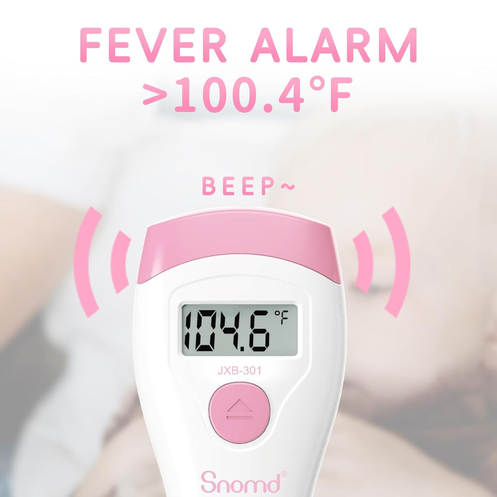 Non-Touch Forehead Thermometer, Digital 2-in-1 Infrared Thermometer for Adults, Kids, and Babies with Fever Alarm