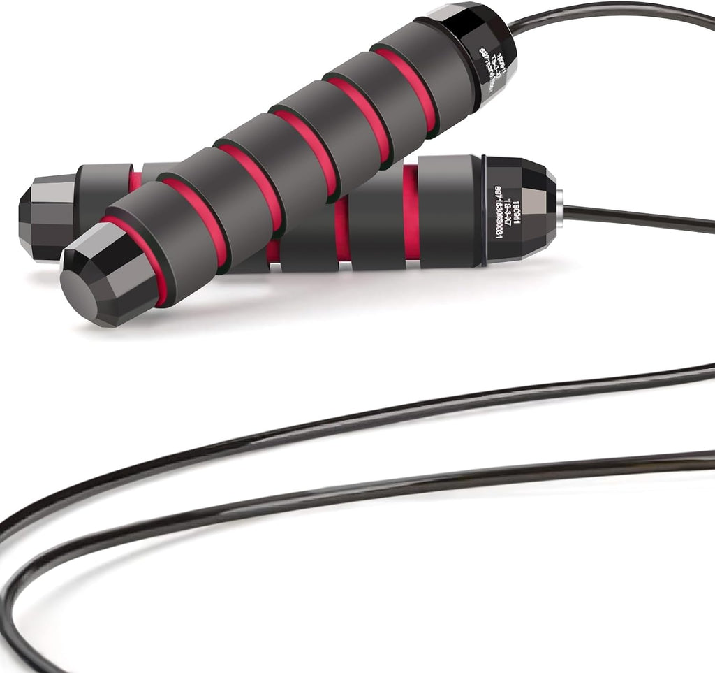 Skipping Rope with Ball Bearings Rapid Speed Adjustable Jump Rope Cable and 6” Memory Foam Handles Ideal for Aerobic