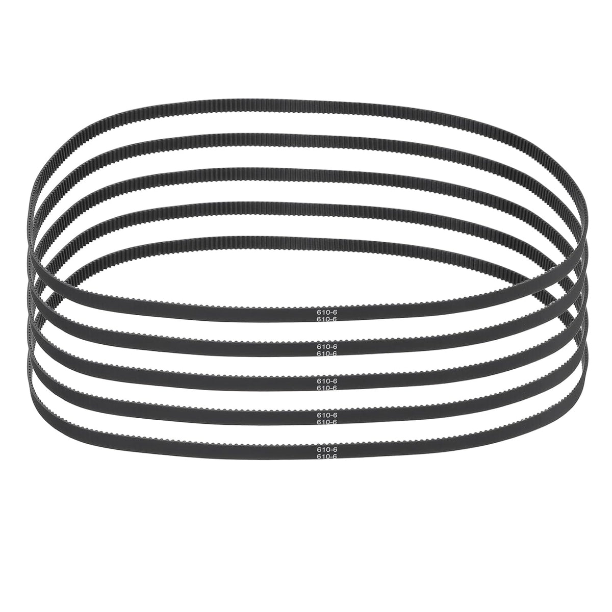 MECCANIXITY 610mm GT-2 Timing Belt 6mm Width 2mm Pitch Black 5pcs
