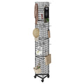 Triangular Gridwall Panel with Wheels, 3-Sided Display Stand for Vendor Events with 20 Hooks, Rolling Grid Wall Stand