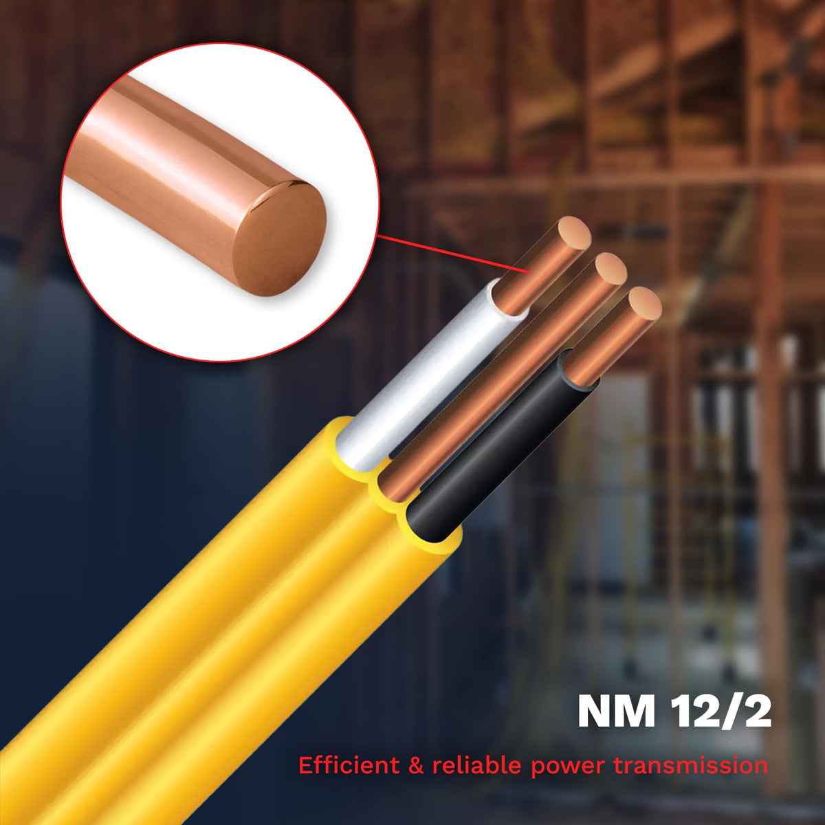 Solid Indoor Wire 12/2 W/G NMB Cable - Yellow (25FT)