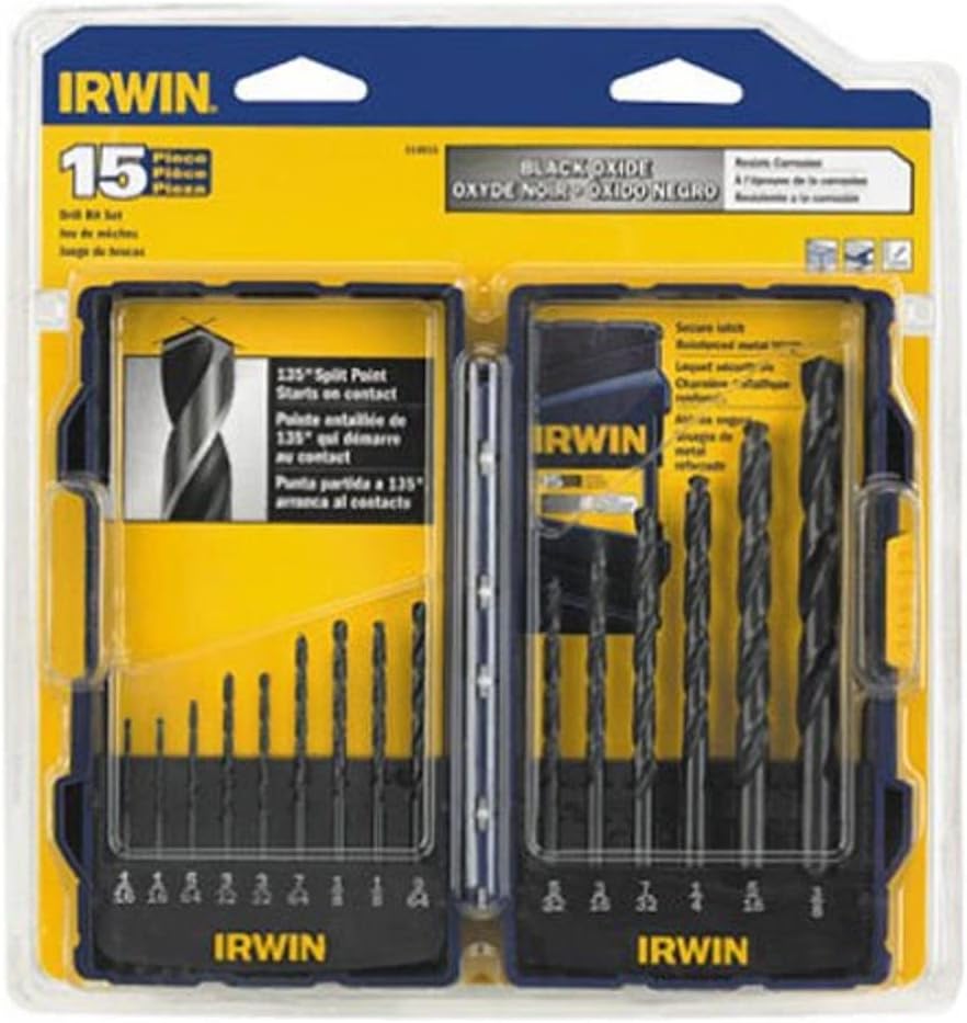 IRWIN Tools Black Oxide Drill Bit Set, 15-Piece (314015)