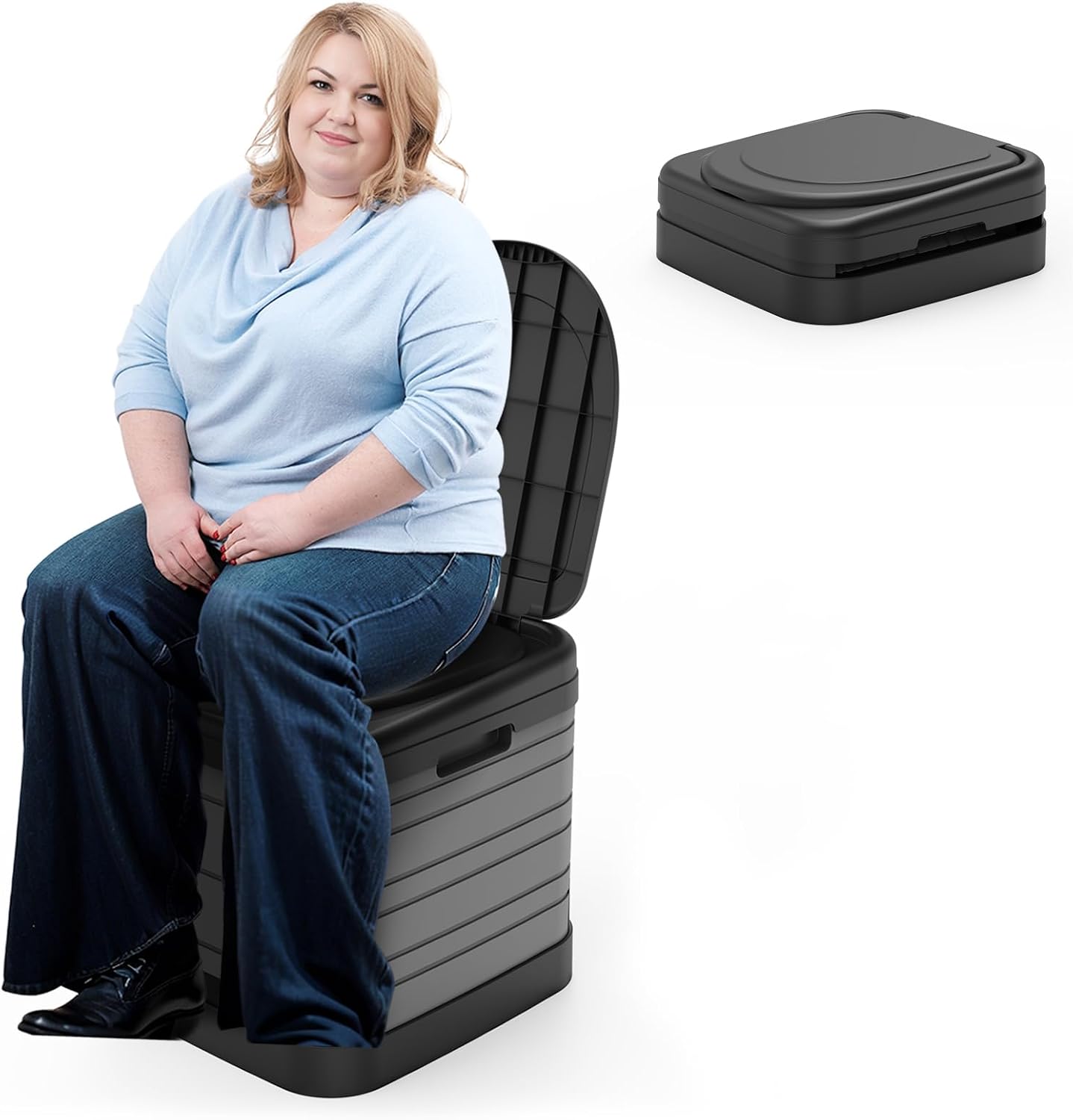 XXL Portable Toilet for Adults, Upgraded Camping Toilets Collapsible Toilet Extra Large 16.7-inch High Porta Potty