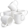 21 Oz Large Mug Set, Porcelain Stackable Mugs Sets of 6, Coffee Cups with Handle for Coffee, Tea and Mulled Drinks