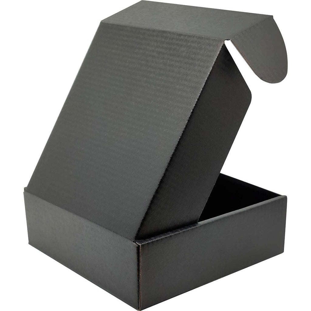 6x6x2 Shipping Boxes Set of 25, Black Mailer Corrugated Cardboard Box