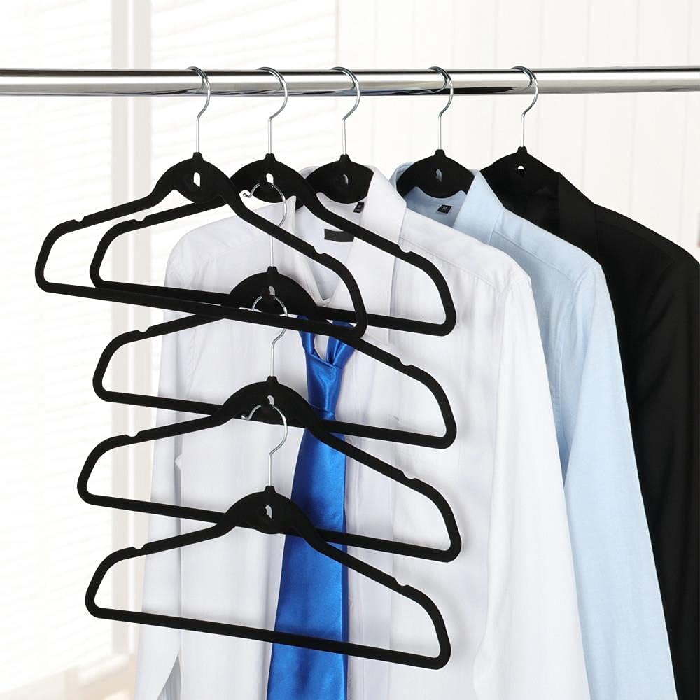 aheetech Velvet Hangers 100 Pack, Non-Slip Cascading Hangers, Swivel Hook | Slim Space-Saving Profile: The 0.2-inch