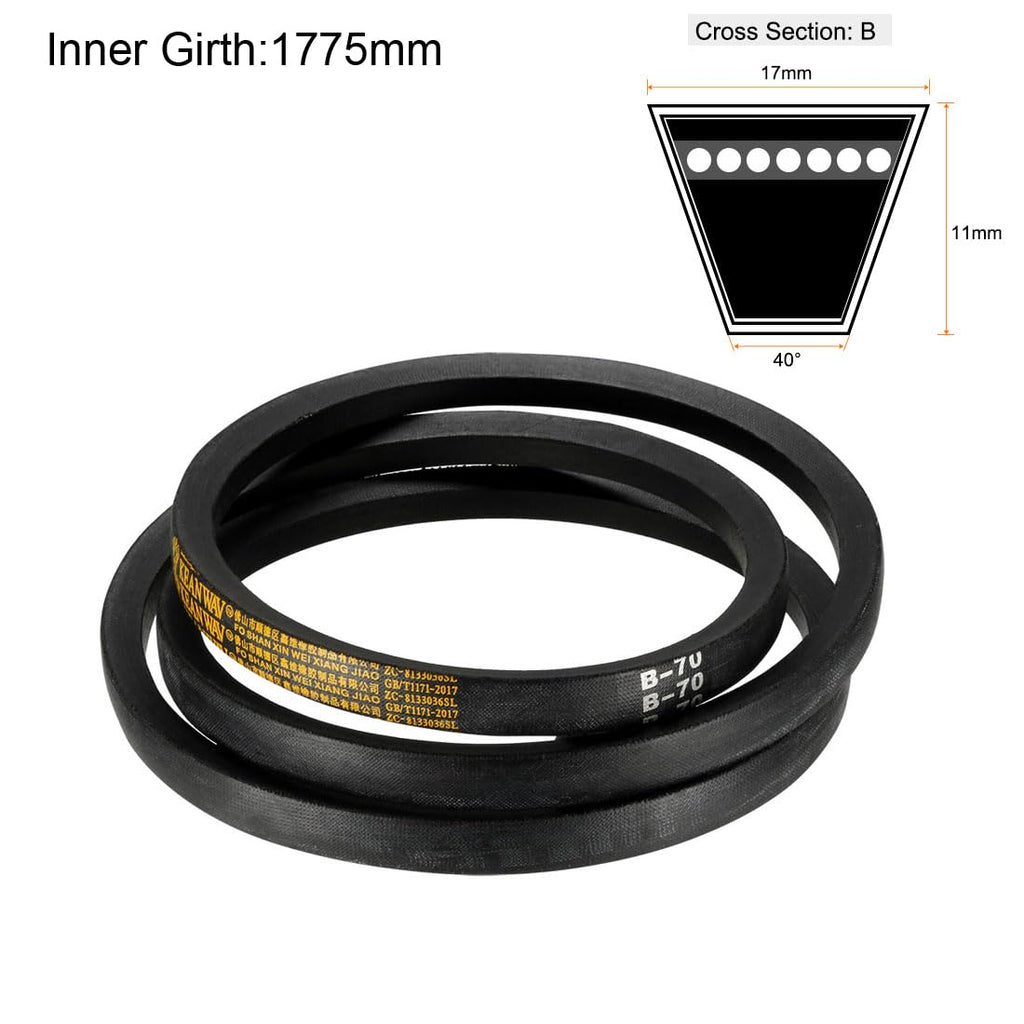 uxcell B-70 V-Belts 70" Inner Length, B-Section Rubber Drive Belt