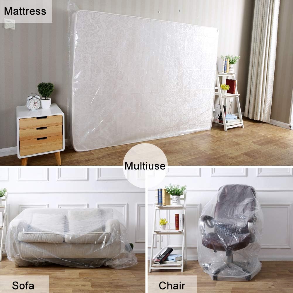 4 Mil Plastic Mattress Bag for Moving, Queen Mattress Storage Bag, 1 Pack