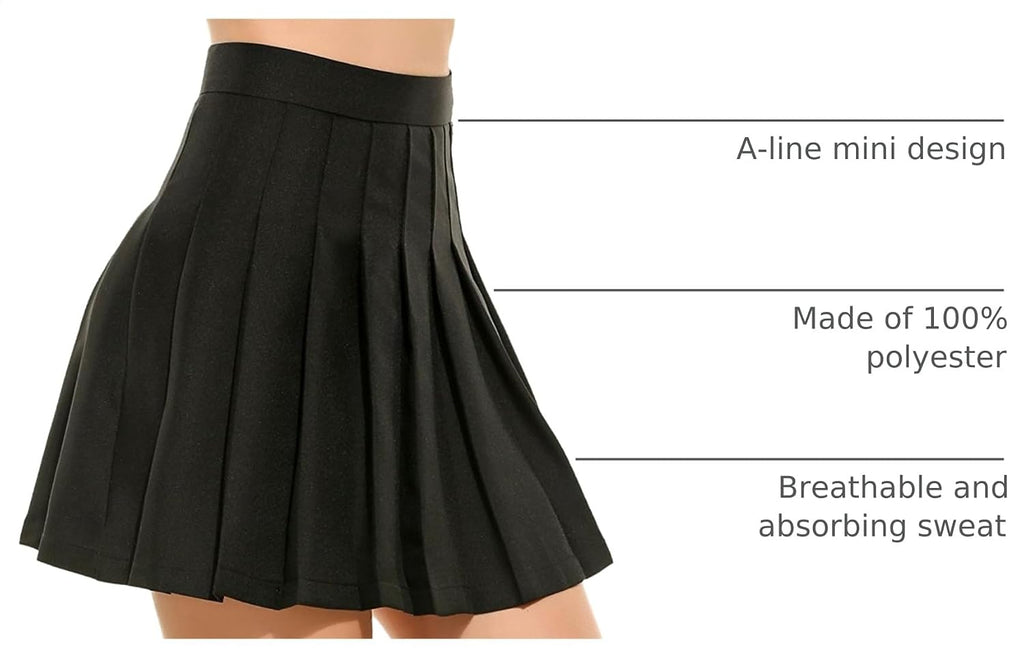 Women Girls high Waisted Pleated Skater Tennis School Skirt Uniform Skirts
