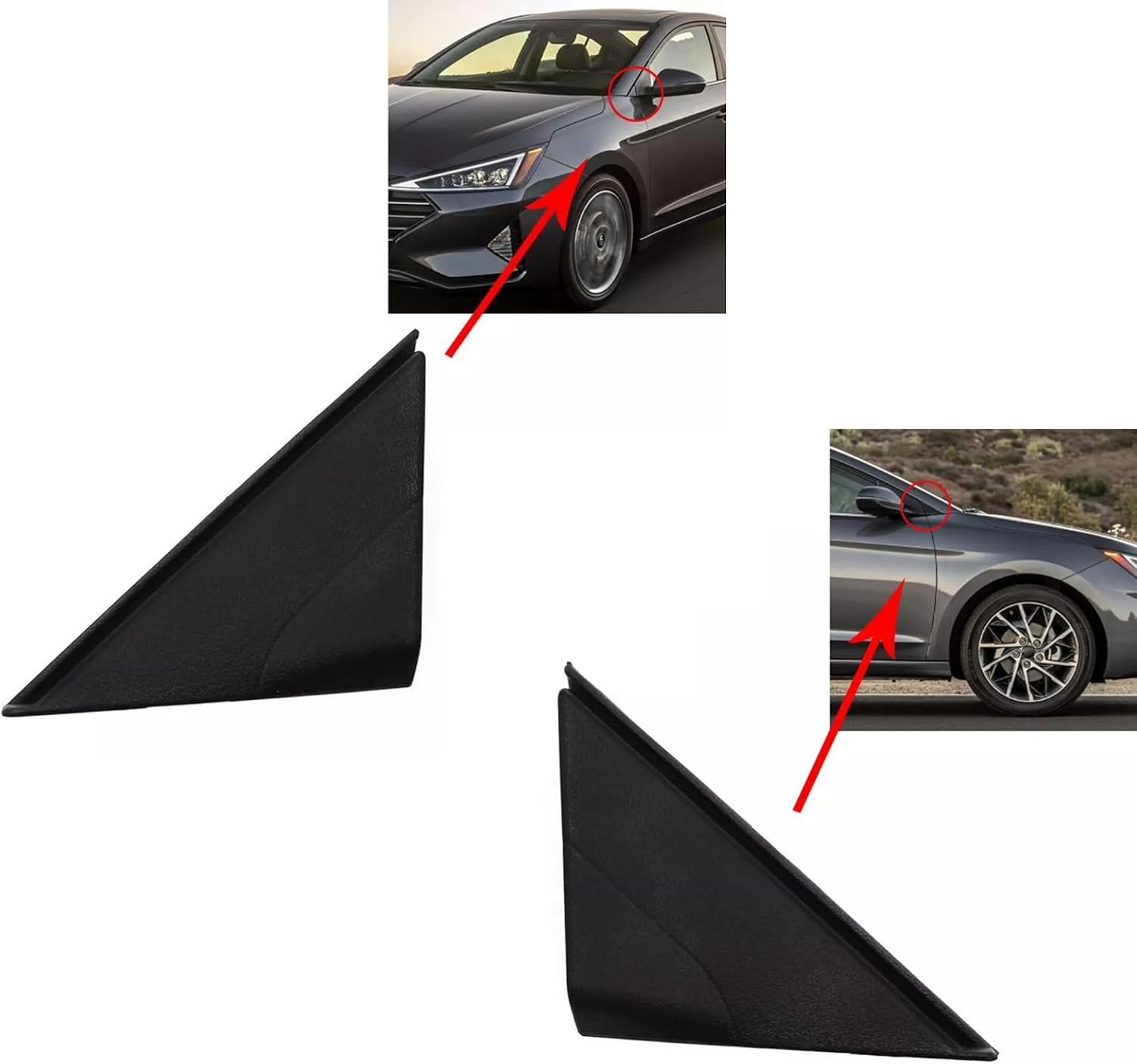 86180-F2000, 86190-F2000, Side View Mirror Fenders Pillar Trim Mirror Corner Molding for Hyundai Elantra 2017-2020