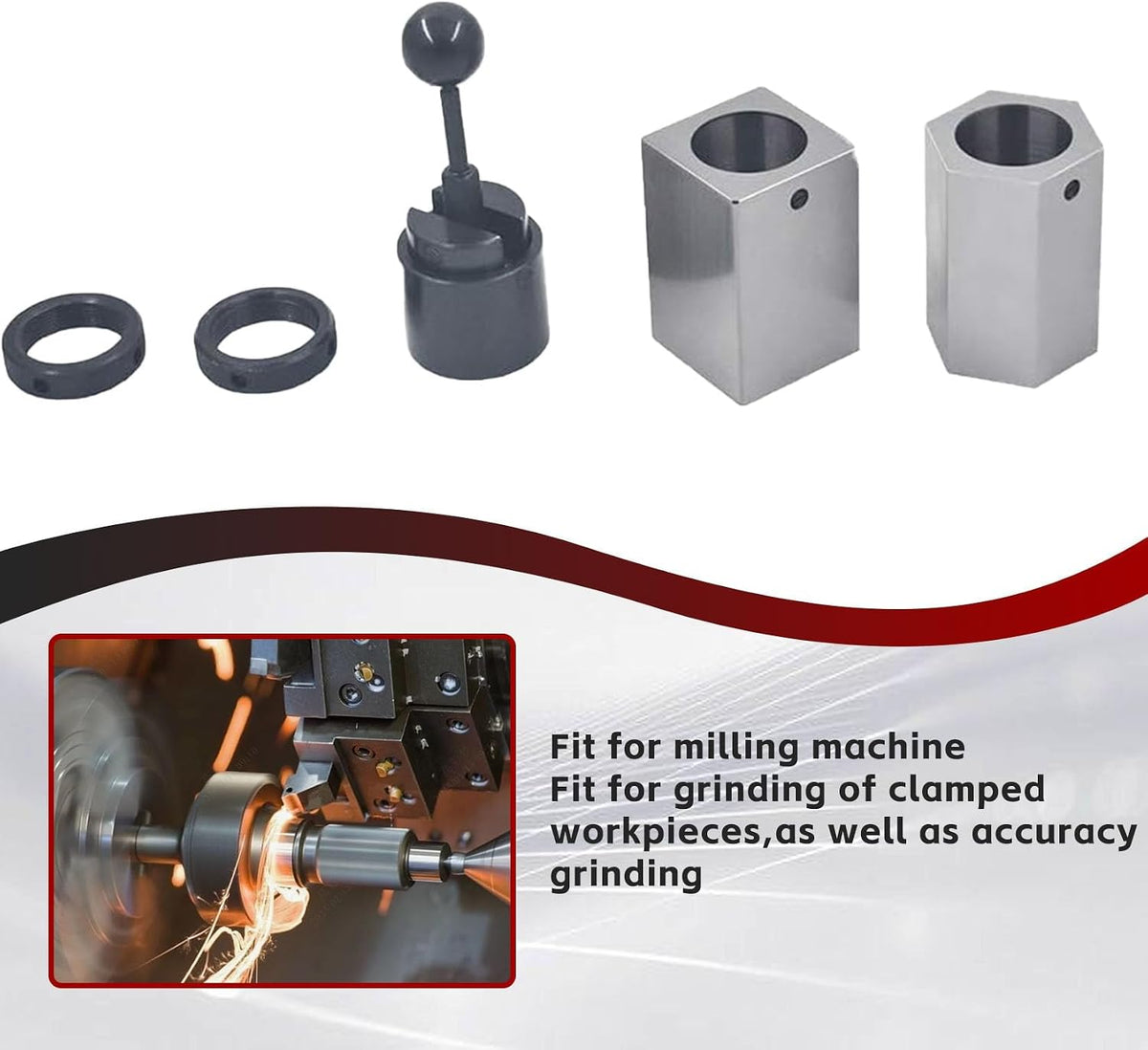 findmall 5C Collet Block Set Hex 5C-CB, Square Collets and Closer