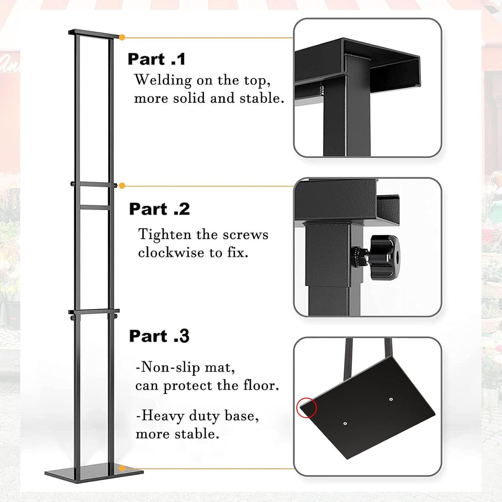 Display Stand Sign Holder, Heavy Duty Adjustable Poster Stand | Pedestal Sign Stand with Non-Slip Base, Up to 75inch