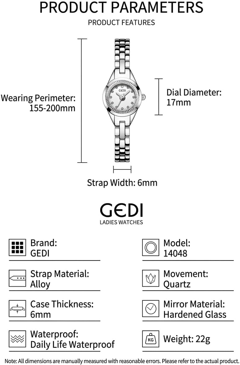 Women's Small Bracelet Watch, 17mm Crystal Dial Stainless Steel Band | 17mm petite dial, stainless steel bracelet