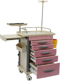 Medical Rolling Crash Cart,Mobile Medical Cart for Clinic, Nursing Emergency Cart for Hospital Center, 5 Drawers