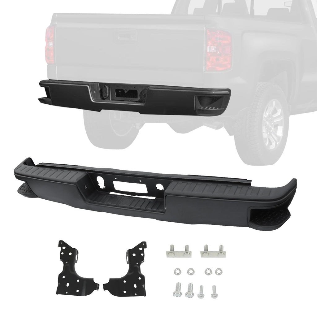 Black Rear Bumper Replacement for Chevy Silverado/GMC Sierra 1500 2014-2018