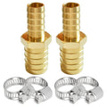 Uenede Brass 3/8" to 1/2" Barb Reducer Hose Barbed Fittings, 2PCS Hex
