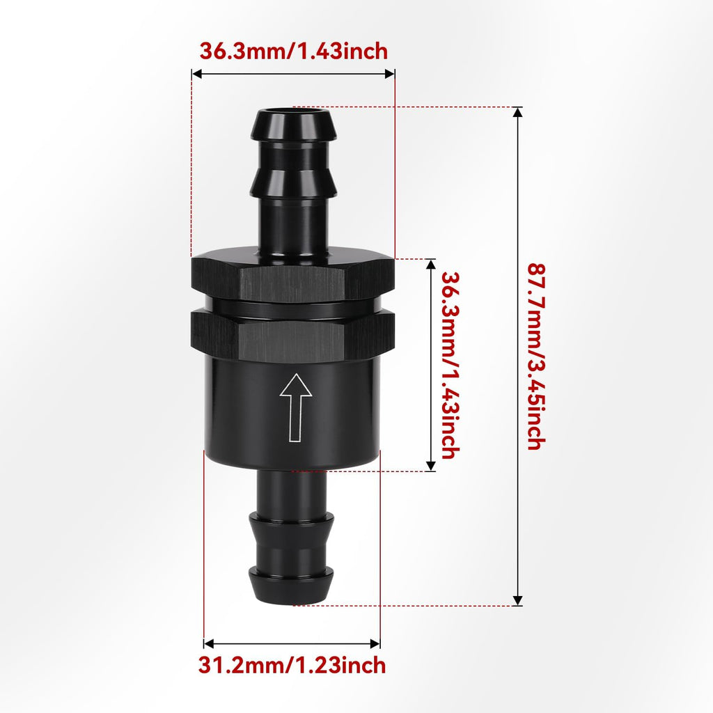 1/2" Non Return One Way Inline Check Valve Fitting Aluminum Black