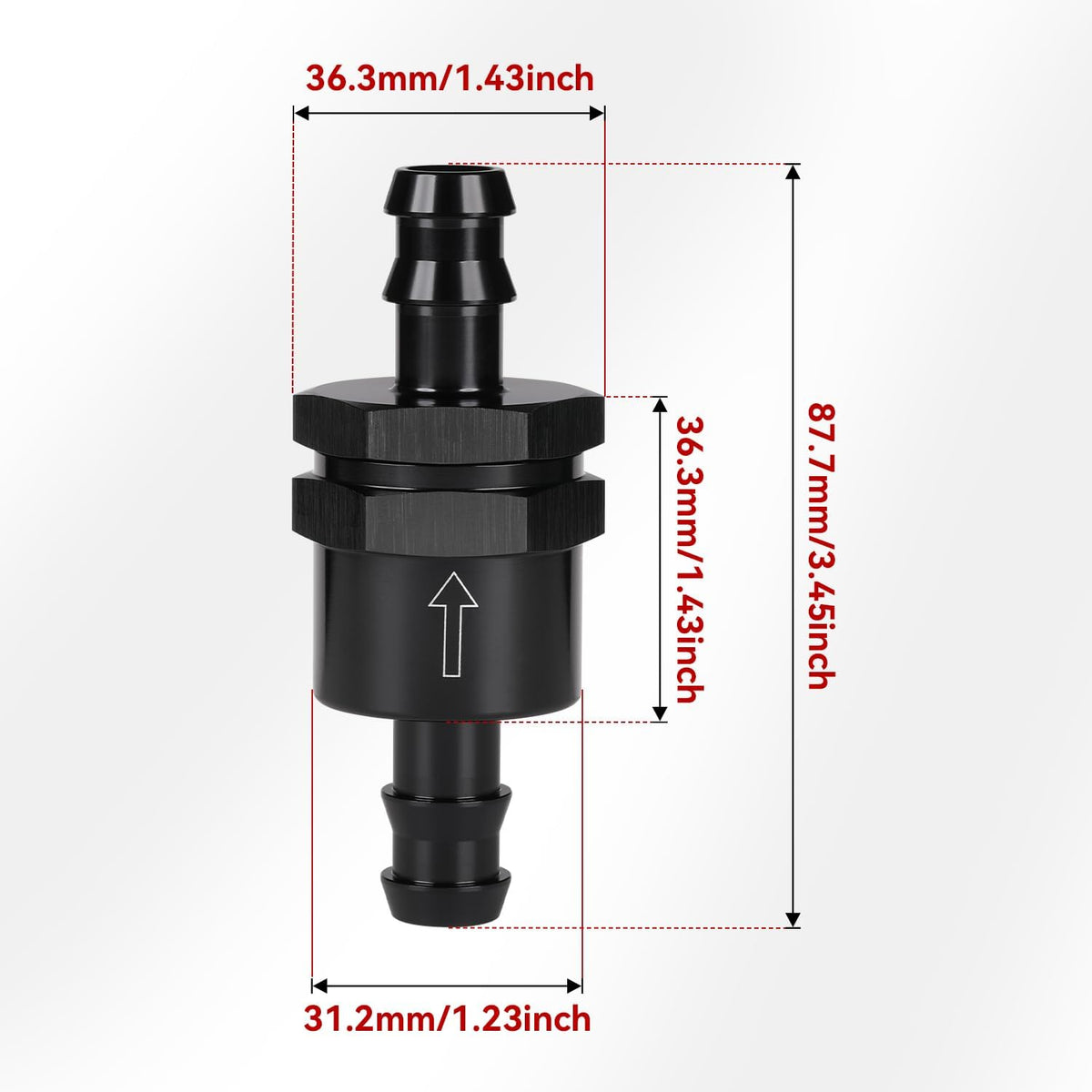 1/2" Non Return One Way Inline Check Valve Fitting Aluminum Black
