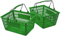 Green Plastic Shopping Baskets with Metal Handles (Set of 2)