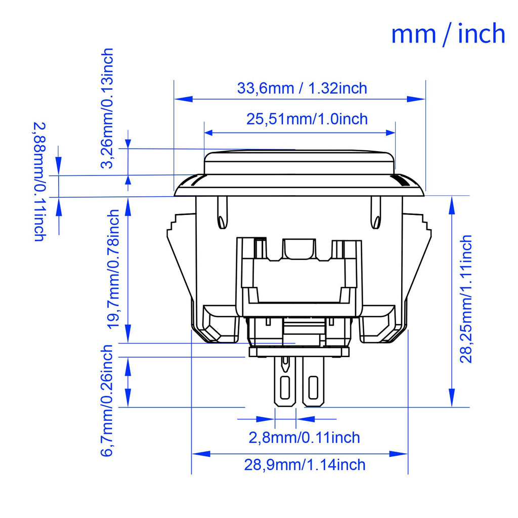 Gravity KT Arcade buttons Mechanical 30mm Snap-in Mechanical Pushbutton (Boxed (Clear Red 30mm)