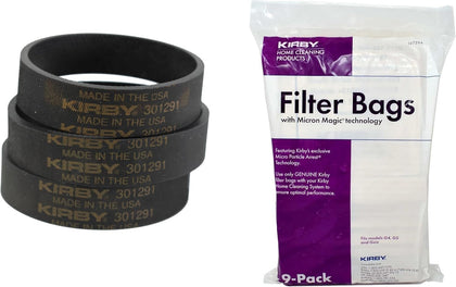 Vacuum Maintenance Bundle – Micron Magic HEPA Filter Bags (9-Pack) & OEM Vacuum Belts (3-Pack) – Fits G4, G5, G6 Models