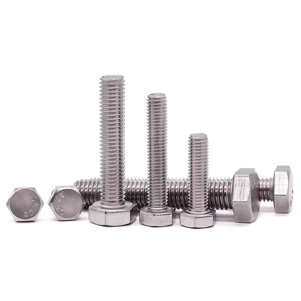 1/2-13 x 4-1/2" Hex Head Bolts Screws, 304 Stainless Steel 18-8, Fully Threaded, Hexagon Head Cap Bolts Screws, Coarse Thread UNC, 5 PCS