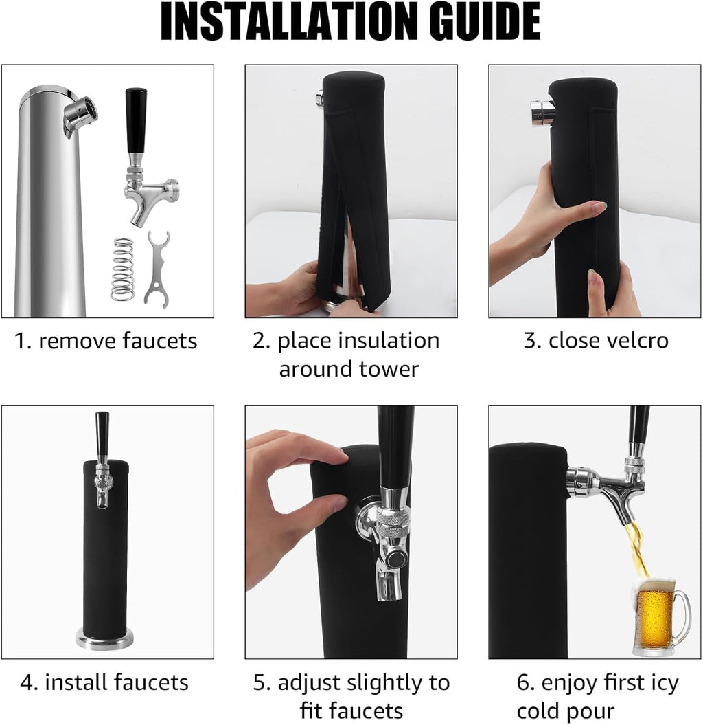 Keg Tower Insulator, Beer Tower Cooler Cover for 3" Single Tap
