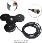 Heavy-Duty SO239 Magnetic Antenna Mount Base with Triple Magnets | W/5M(16.4 ft)RG-58 Cable PL-259 Plug